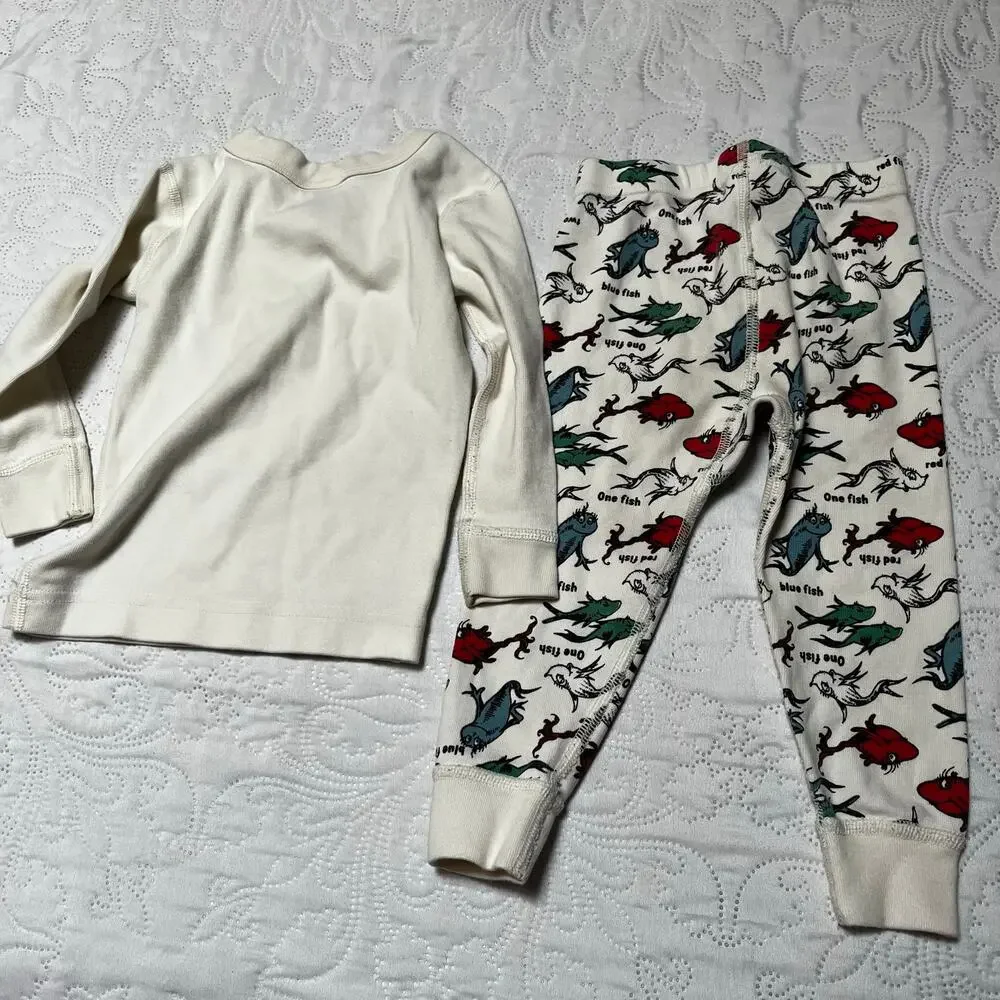 Hanna Andersson Dr Seuss One Fish Two Fish PJ Set Size 2